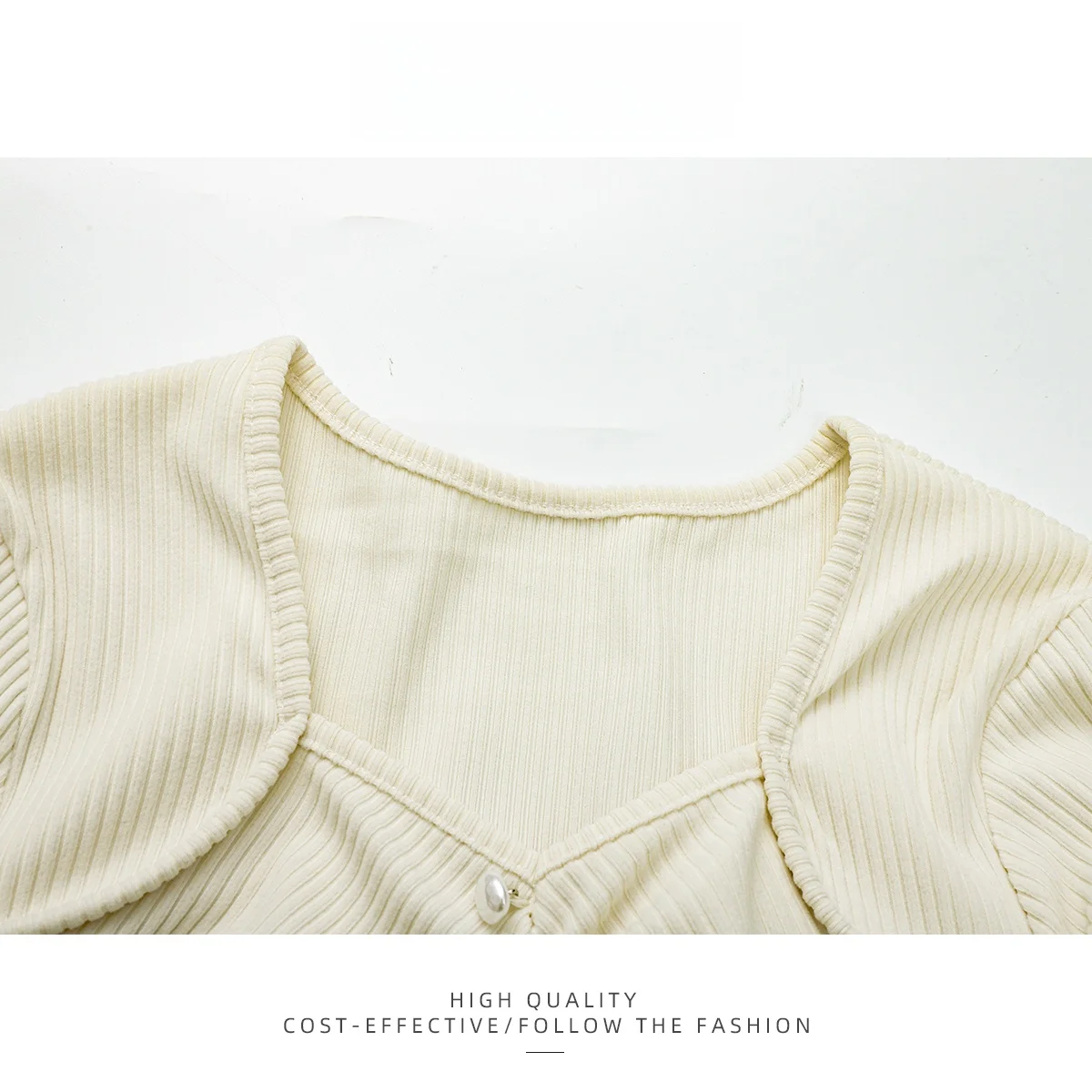 Paixiang/абрикосовая рубашка в тонкую полоску с квадратным воротником и складками