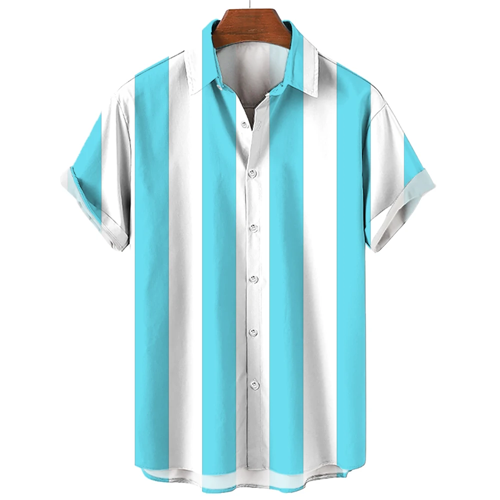 

Camisas Elegantes Para Hombre Summer Clothing Stripes Prints Aloha Short Sleeve Tops Casual Streetwear Clothes For Men's 2023