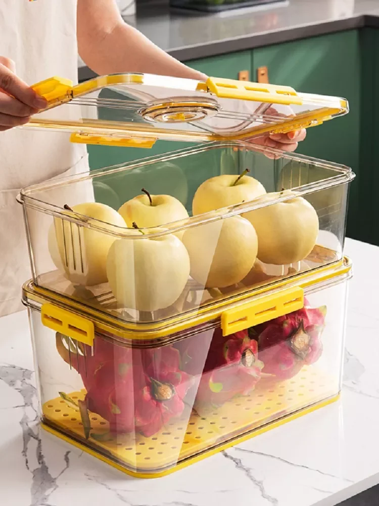 

Refrigerator Fresh-keeping Storage Box with Lid Timekeeping Thickened Food Pantry Containers Freezer Kitchen Fridge Organizer
