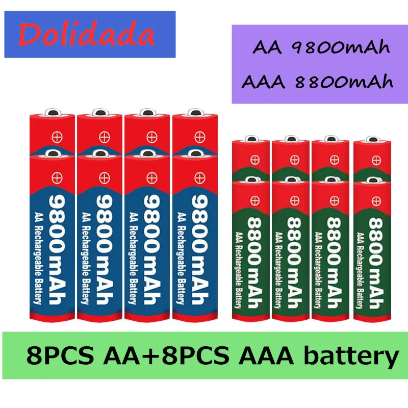 

AA+AAA battery 1.5V AA 9800 mAh+1.5V AAA 8800 mAh Alkaline1.5V Rechargeable Battery For Clock Toys Camera battery