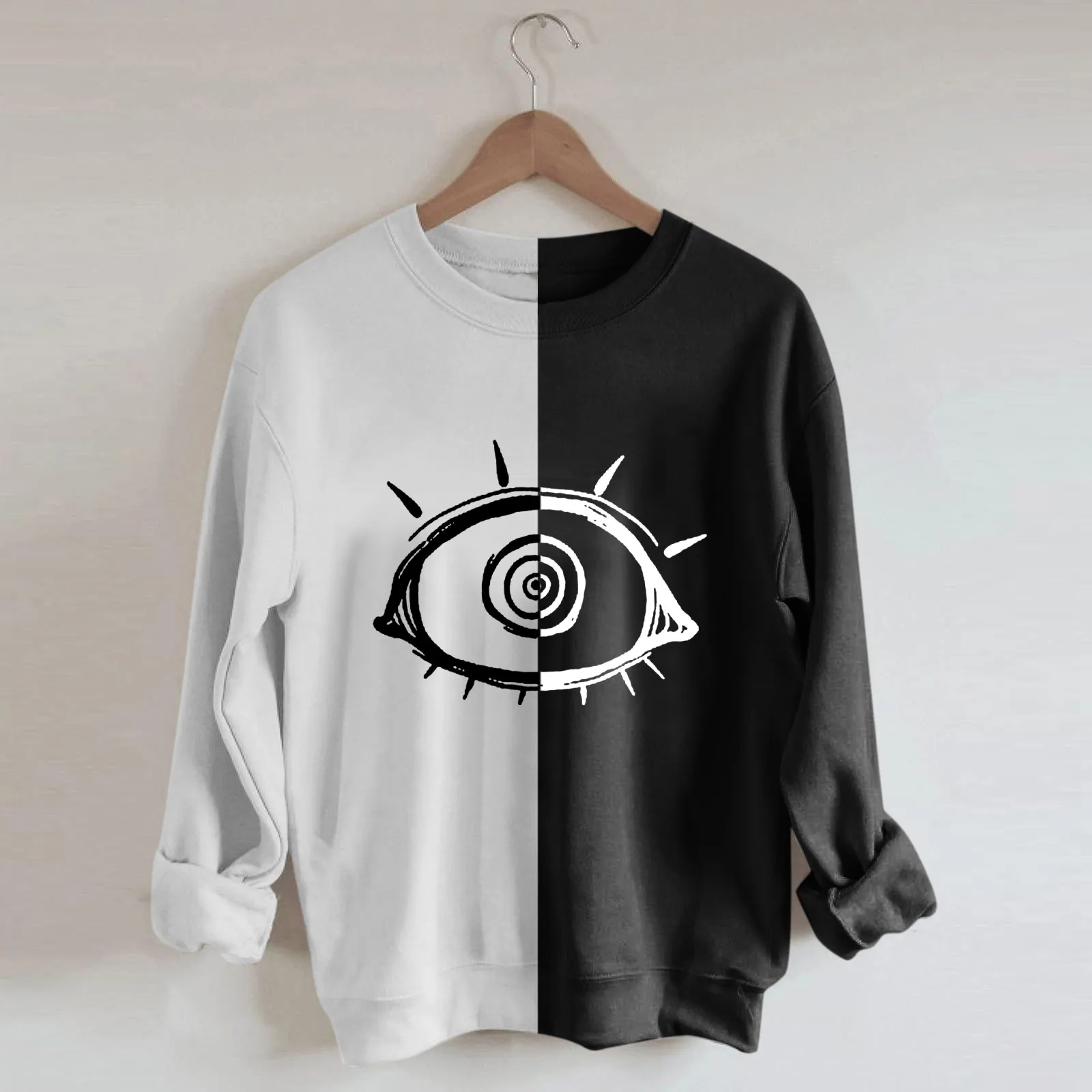 

Women O-Neck Color-Blocking Print Long Sleeves Pullover Blouses Easy Tops Zipper Hoodie Summer Tops