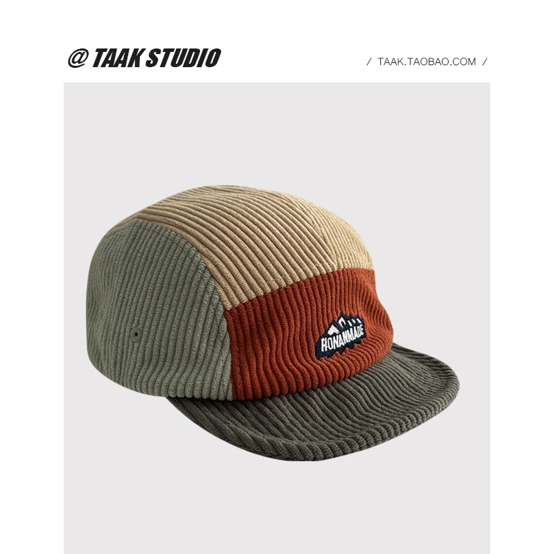 

Corduroy Short Brim Baseball Cap Female Winter All-Matching Street Work Short Brim Peaked Cap Trendy Men