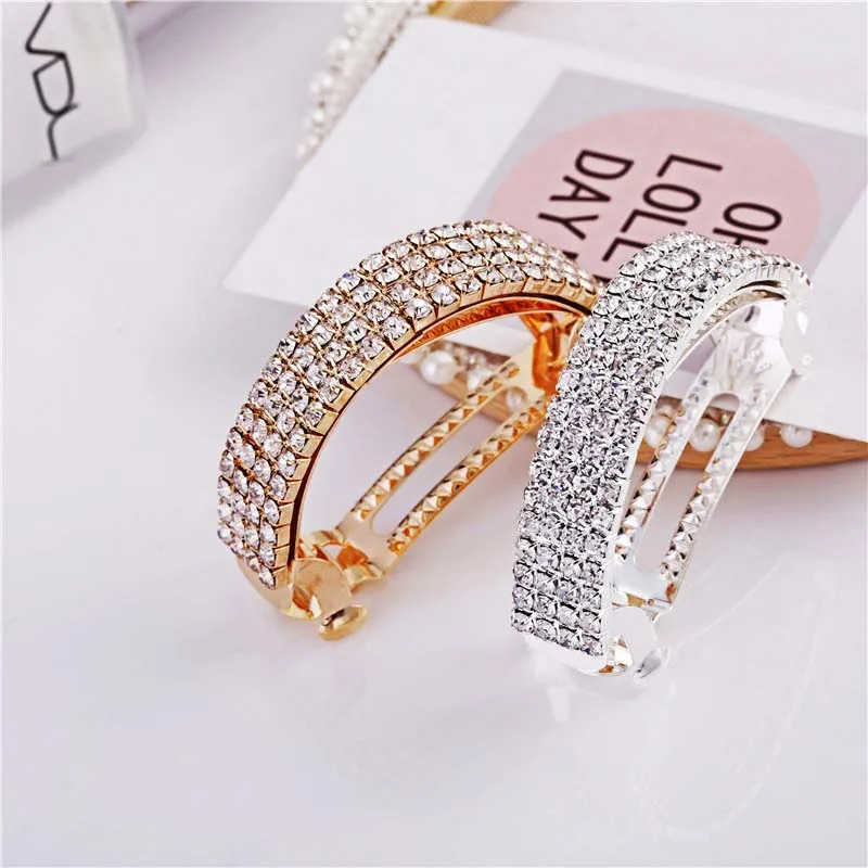 

1Pc Shiny Crystal Hair Buckle Round Thick Ponytail Holder Buckle Hair Clips for Women Circle Hairpin Claw Headwear Accessories