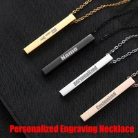 ecgift customized vertical bar necklace with diy pendant personalized chain with engravied name for birthday anniversary lovers