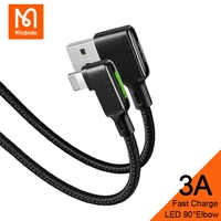 mcdodo usb to lightning cord 3a ios fast charging cable for iphone 13 12 11 pro max ipad 90 degree right angle phone charge line