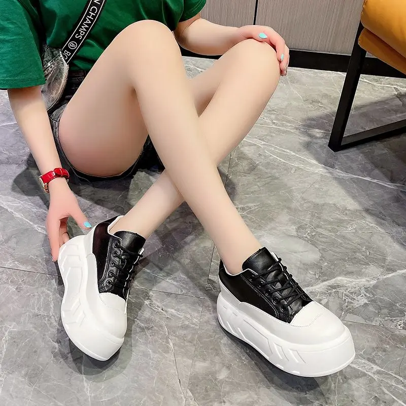 2023 New Women's Platform Board  Student Spring New Versatile Sports Leisure Classic Style Genuine Leather Shoes