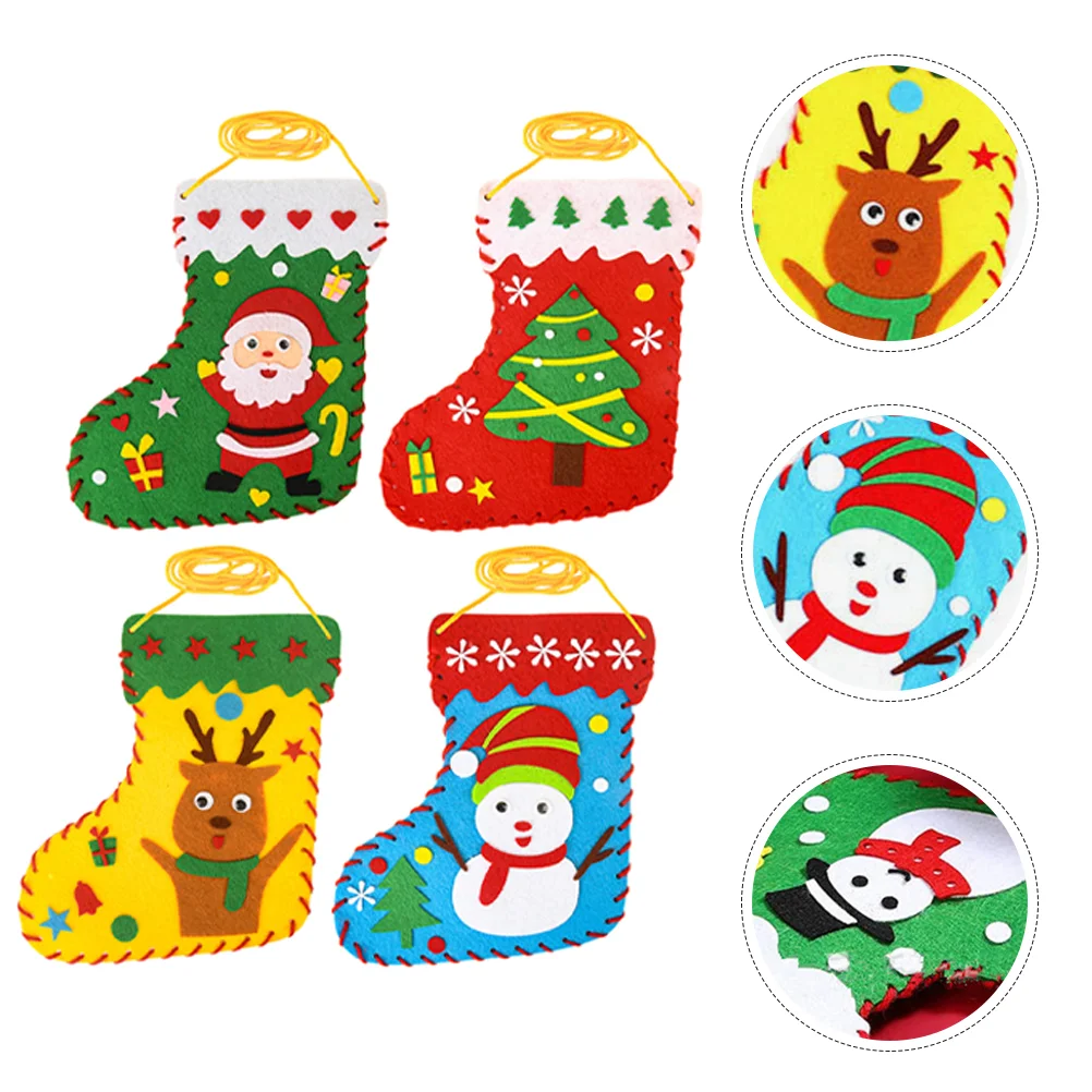 

Christmas Felt Stockings Santa Snowman Reindeer Ornaments Sewing Kits Diy Decoration Xmas Party