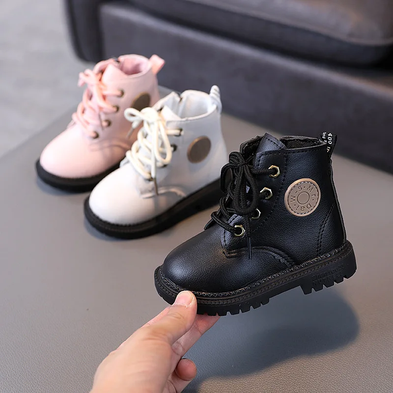 

bota infantil New Fashion kid Boots Boy/Girl Short Boots Baby Leather Boots Plush Girls Ankle Boots 21-30 Girl's Boot Kids Shoes