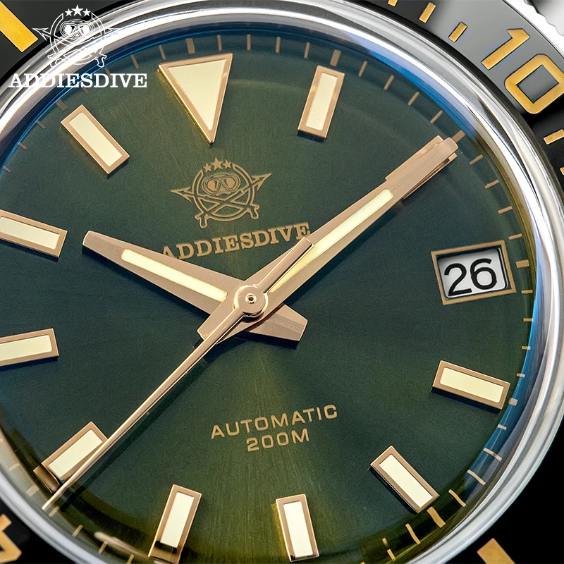 Фото ADDIESDIVE 39 мм модные новые автоматические часы NH35 из нержавеющей стали 200 м водонепроницаемые роскошные механические часы для дайвинга AD2084 для мужчин №4