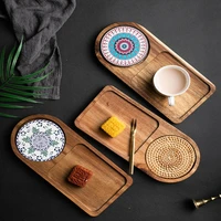 multi purpose wooden tray saucer tray cup pad coaster plate kitchen decorative plate creative coaster coffee cup mat