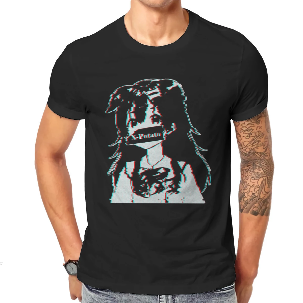 

X-Potato Korone Hololive VTuber Tshirt Top Cotton Oversized o-neck Men's Clothes Graphic Men T shirt Harajuku Streetwear