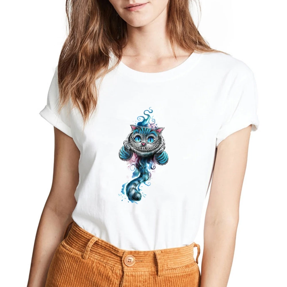 

Femme Female Alice In Wonderland Series Printing T Shirt Streetwear T-shirt Comfortable Top Harajuku Style Disney Summer Tshirt