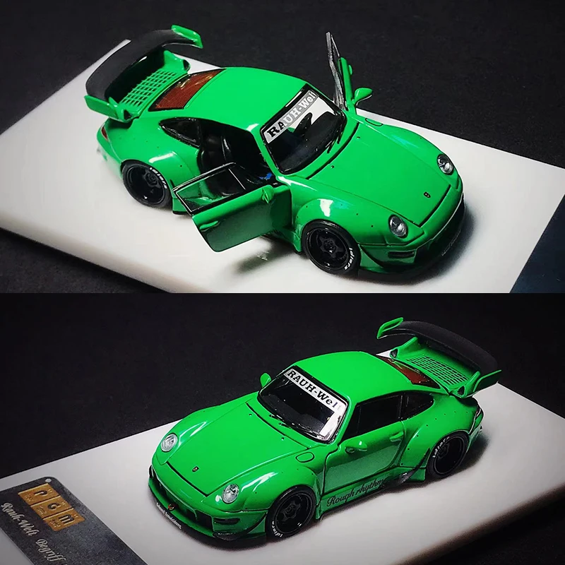 

PGM 1:64 Model Car Porsche RWB 993 Alloy Die-Cast Open Doors Vehicle - Green