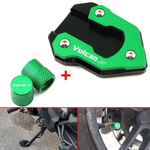 Для Kawasaki Vulcans 650 Vulcan S 650 Vulcans 650 2015-2025 + боковая подставка для мотоцикла, увеличенная пластина, подставка и колпачки клапанов шин