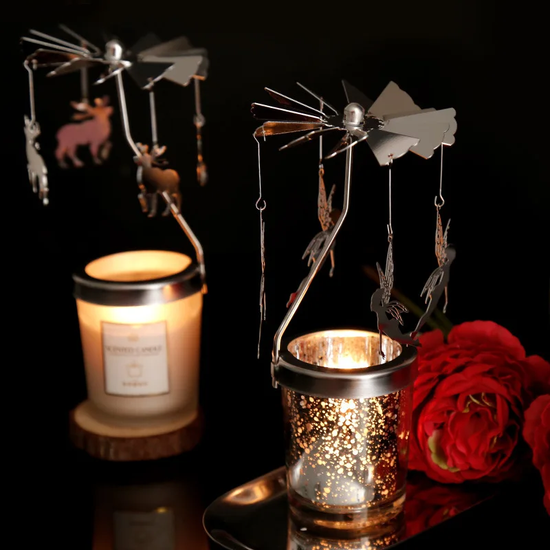

Dream Star Light Rotating Candle Windmill Light Candlestick Romantic Girl Heart Aromatherapy Candlestick Ornaments Home Decore