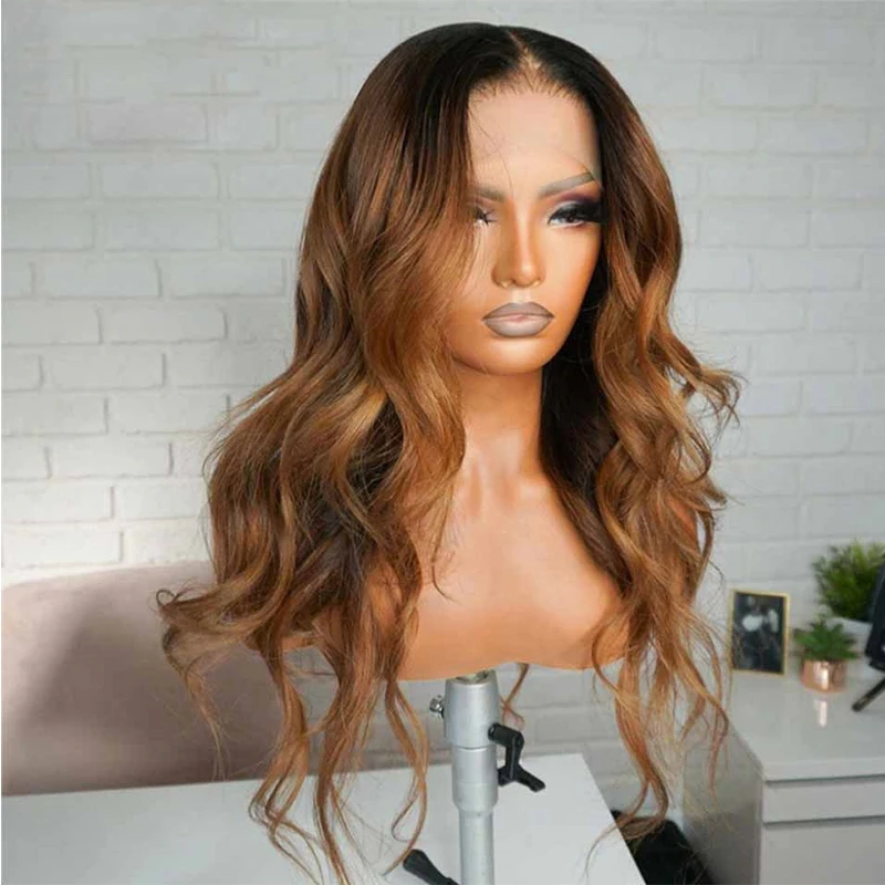 Long Ombre Blonde Brazilian Human Hair Wigs Body Wave 13x4 Lace Front Wig Pre Plucked Glueless With Baby Hair For Black Women