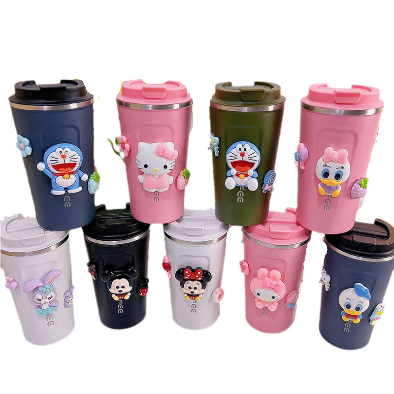 

kawaii 7inch Cartoon 304 stainless steel coffee cup creative double-layer vacuum office cup 510ml vehicle mounted insulated cup