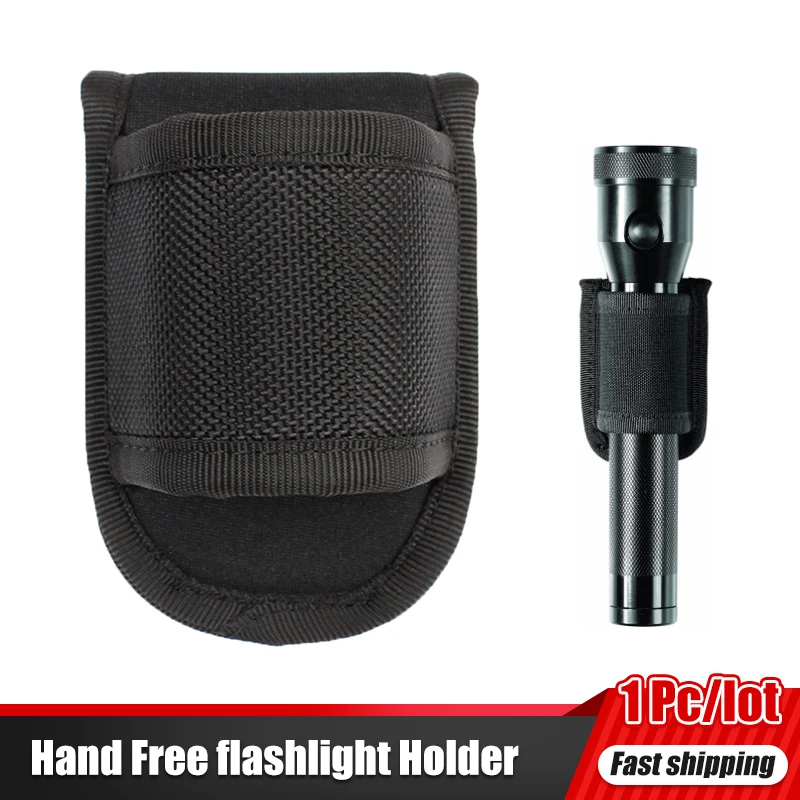 

Black Open Top Compact Light Holders Heavy Duty Belt Nylon Weave Flashlight Pouch Holster Fits Standard D Cell Flashlight 1pc