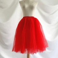 2022 womens red sexy pleated skirt slim fit five layers tulle mesh casual prom party wedding mid length retro dress petticoat