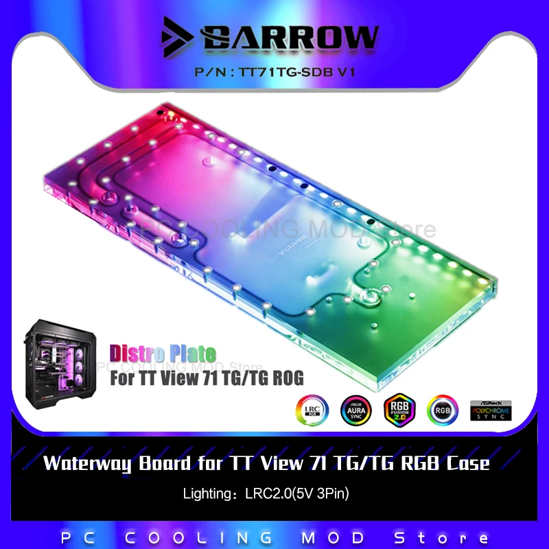 

Barrow Distro Plate For TT View 71 TG/TG Case, MOD Waterway Board Reservior PC Water Cooling System 5V MB SYNC TT71TG-SDB