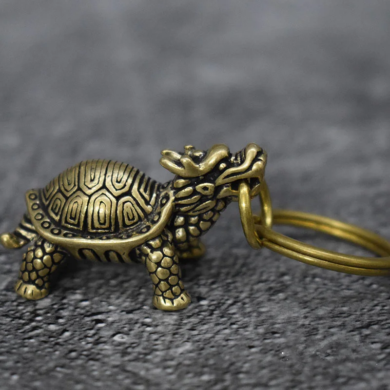 Сборная китайская латунная резная статуя животных Дракон Черепаха Морская