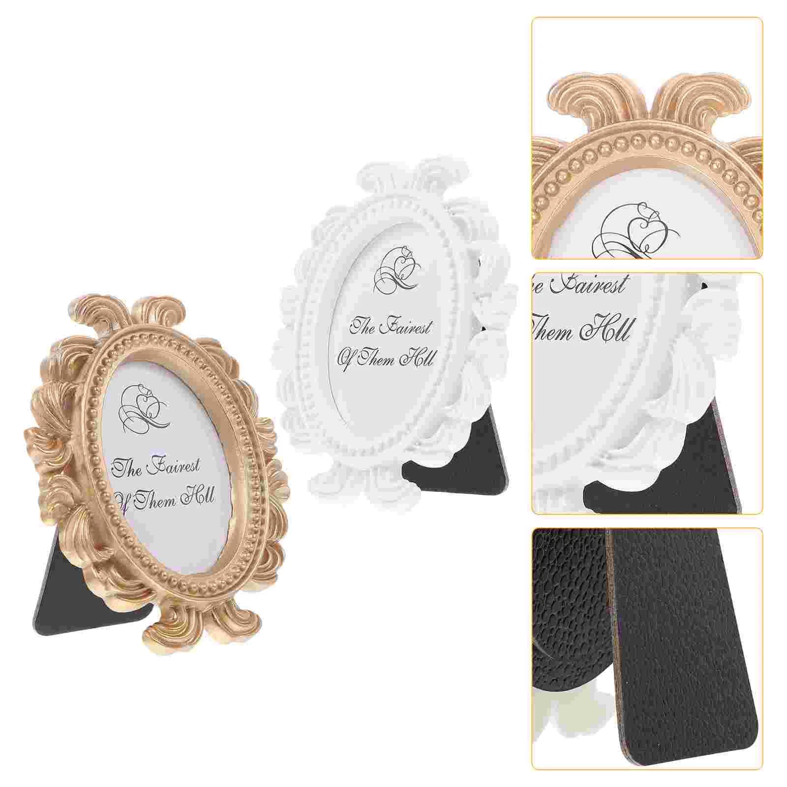 

Picture Frame Frames Photo Mini Oval Baroque Desktop Holder Wall Hanging Vintage Decoration Home Tabletop Creative Baby Stand