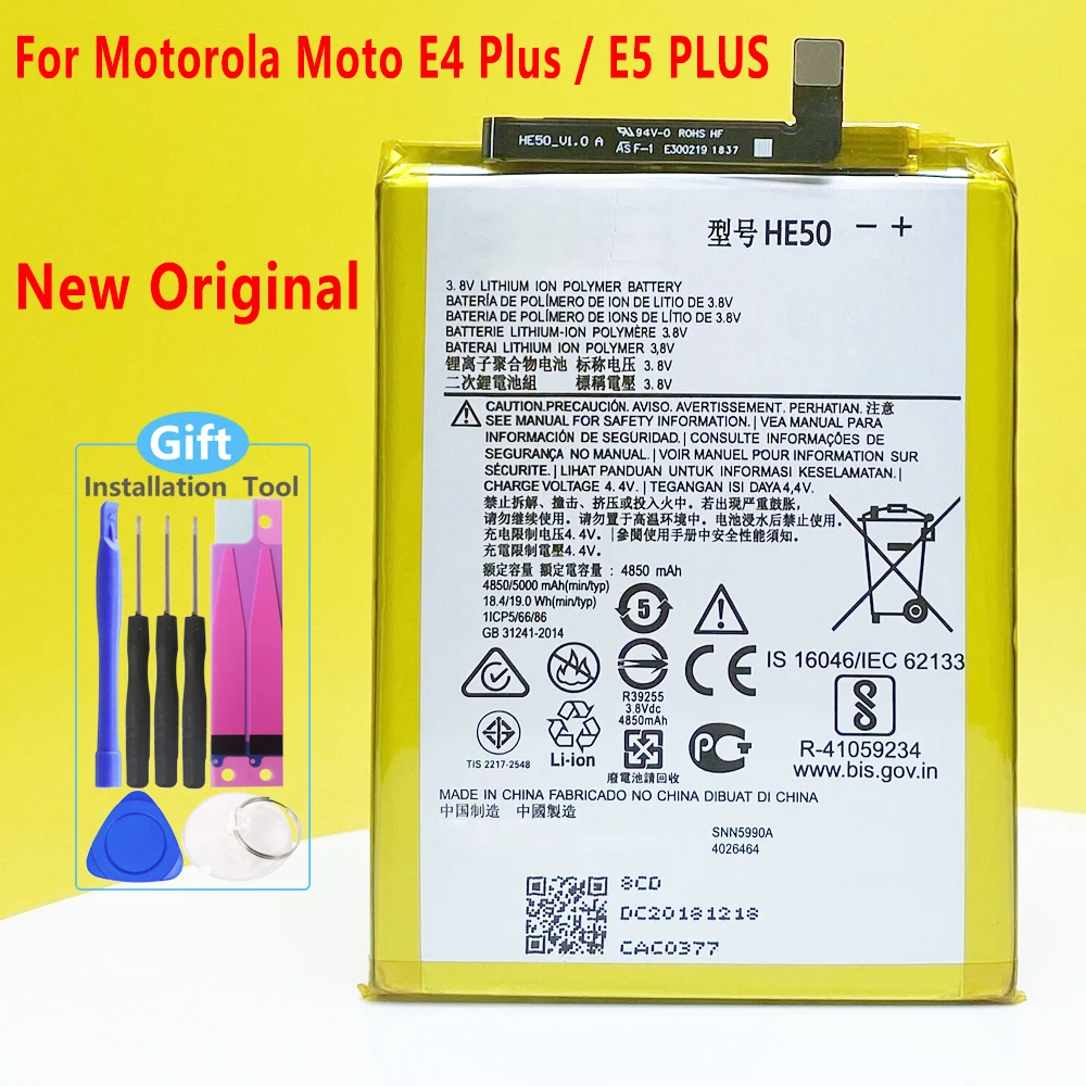 new original 5000mah he50 battery for motorola moto e4 plus e5 plus xt1770 xt1771 xt1775 xt1774 xt1776 phone free global shipping