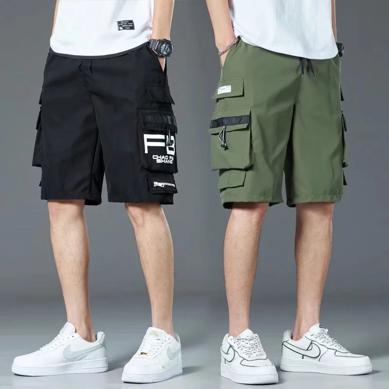 

2023 New Summer Men's Shorts Korean Fashion Streetwear Elastic Waist Shorts Men Casual Men Clothing Trend Print Sweat Shorts Men