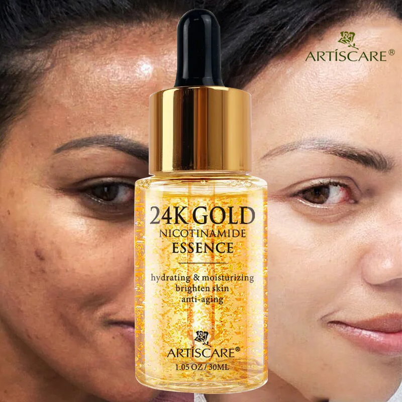 

24K Gold Anti-Aging Face Essence Niacinamide Whitening Serum Firming Lifting Moisturizing Brightening Shrink Pores Skin Care 30g