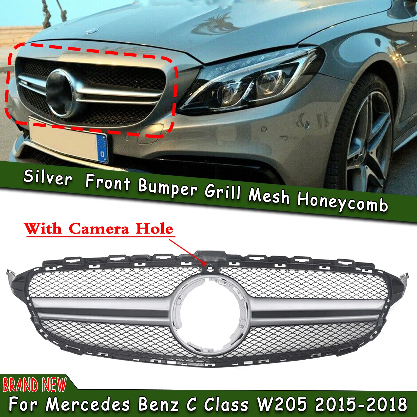 Передняя решетка автомобиля верхний бампер капота сетчатая с отверстием для