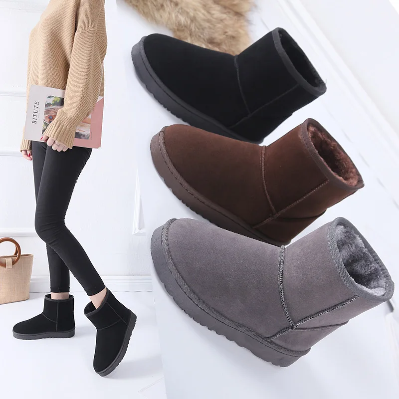 

2023 New Winter Boots Women's Flat Heel Short Sleeve Snow Boots Women's Large Flat Sole Thick Short Boots Thermal Shoes