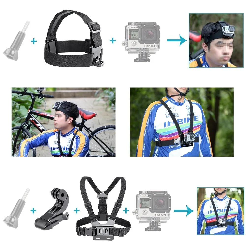 Набор аксессуаров для экшн-камеры GoPro Hero Session 10 9 8 5 4 SJ4000 5000 6000 Osmo 360 DBPOWER AKASO VicTsing APEMAN