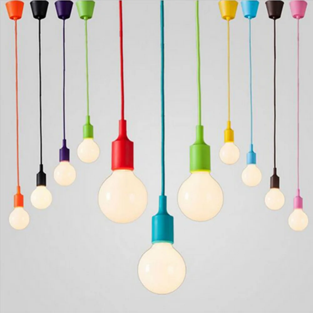 

E27 Screw Lamp Base Colorful Silicone Droplight Ceiling Lamp Pendant Light Chandelier DIY Decorative Ceiling Lamp Holder kit