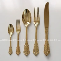 classic birthday cutlery set designer golden high quality breakfast set full spoon fork dinner luxury cocina cookware oa50ds