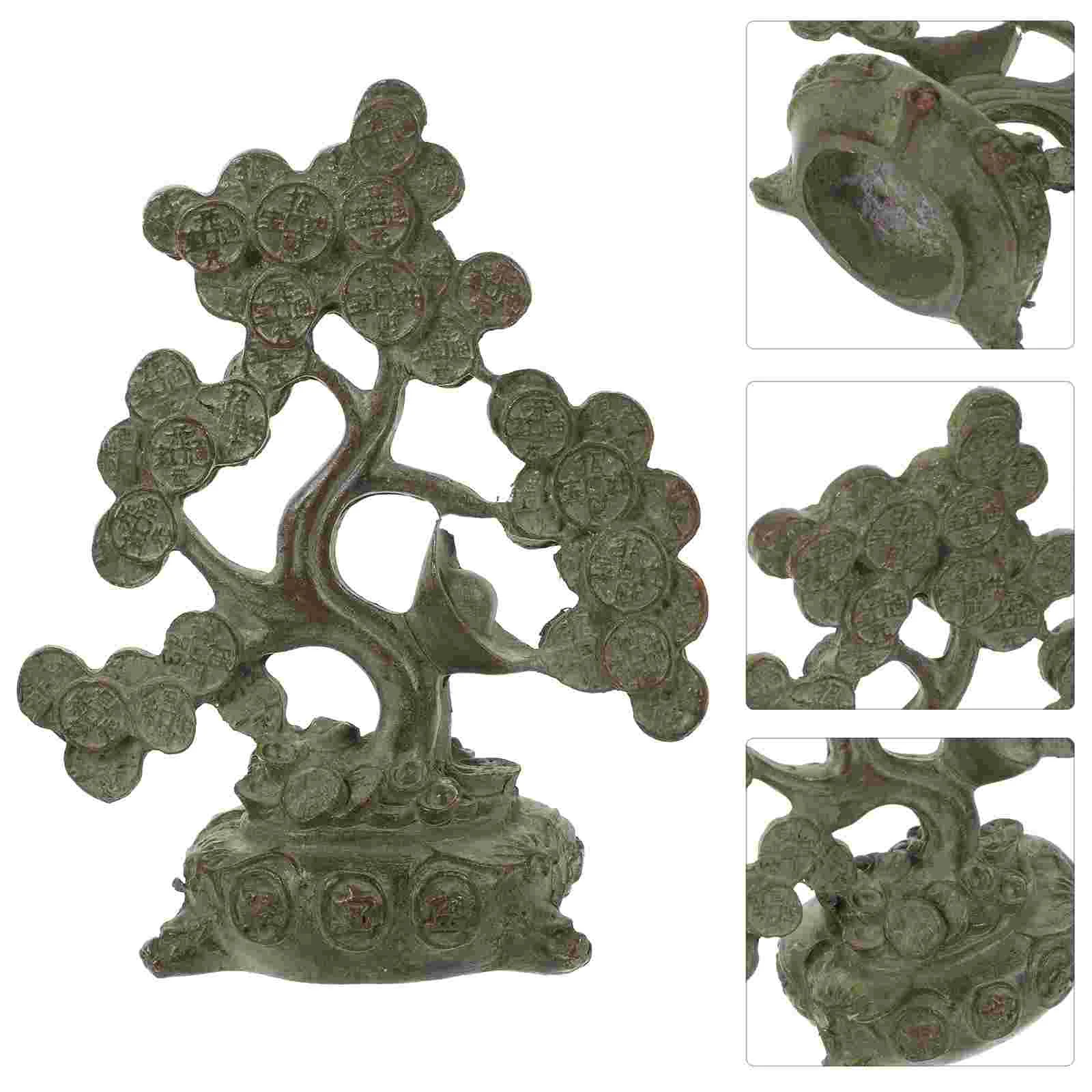 

Tabletop Fortune Tree Decor Trinkets Desktop Ornament Copper Photography Luck Prop Chinese Centerpiece