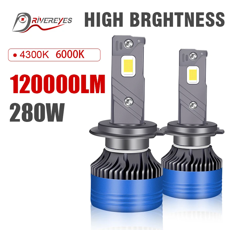 

Turbo H7 LED Canbus Car Headlight 280W 120000LM 4300K 6000K H1 H4 H8 H9 H11 9005 HB3 9006 HB4 Fan Fog Lamp Auto Light Bulbs