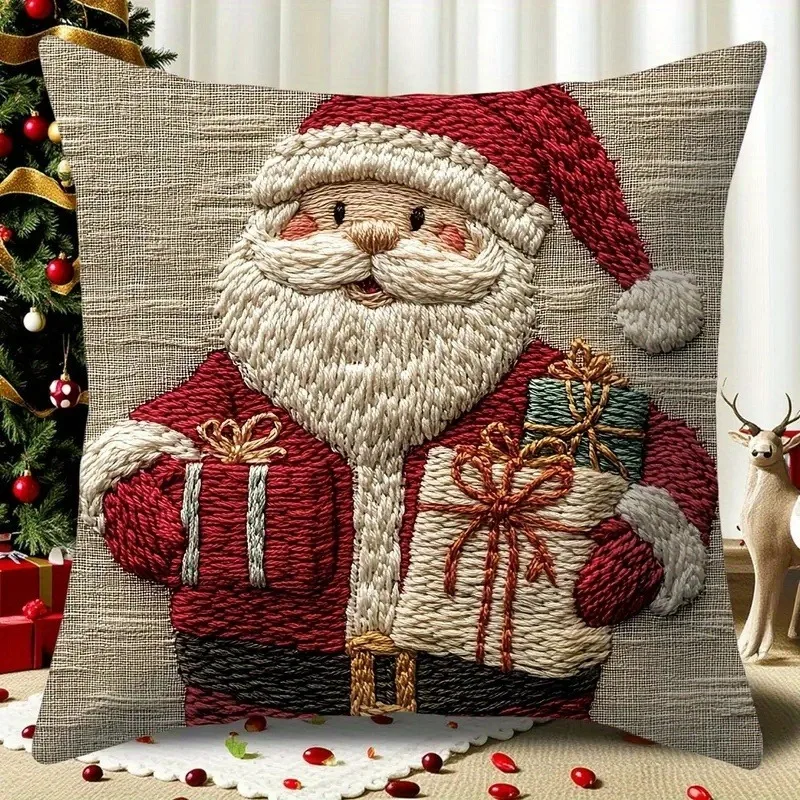 

Рождество полное ветра! Наволочки вышитые Санта-Клаусом, снеговиком и палевым, новогоднее украшение для дома, 2d плоская печать