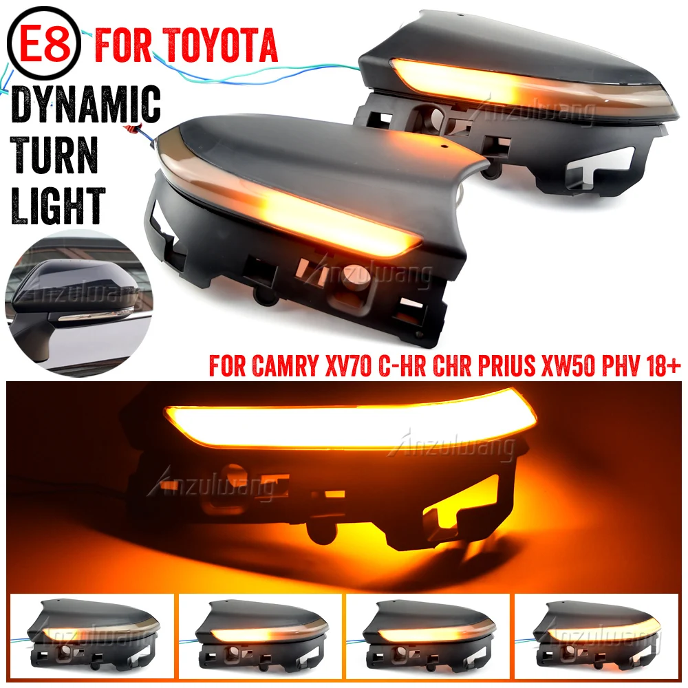 

Зеркала с подсветкой для Toyota Camry 2018-2020, точечные светильники для зеркала, Динамический светодиодный поворотный сигнал, подсветка заднего вида, лампа в сборе