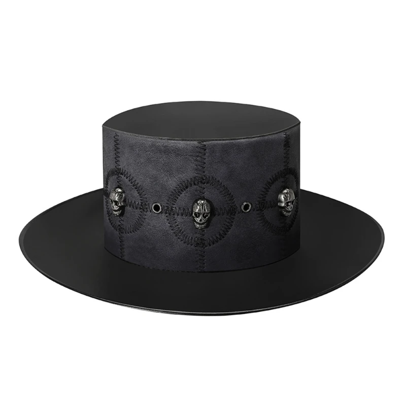

Gothics Steampunk Top Hat for Women Men Halloween Costume Hat with Skull Decor Cosplays Party Accessories Black