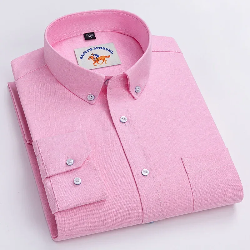 Новинка рубашка из 100% хлопка рубашки ткани Оксфорд с длинными рукавами для