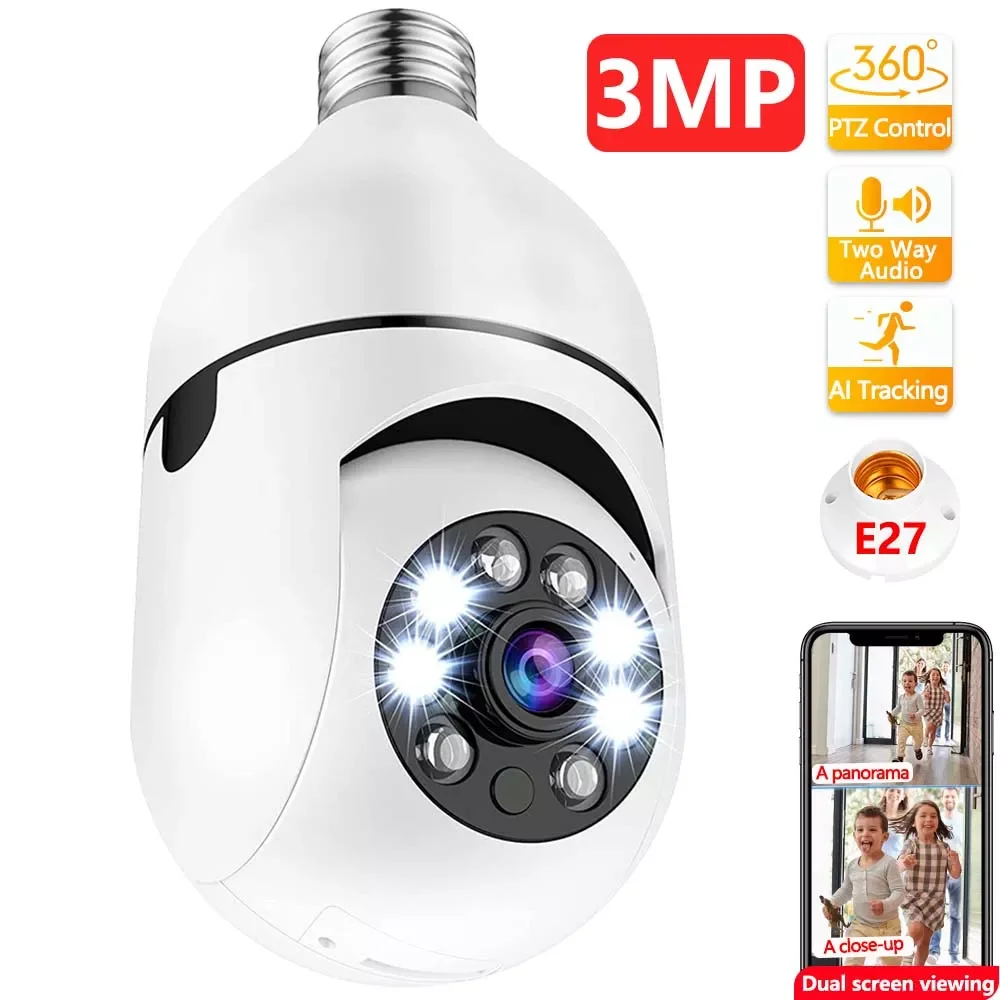 

Камера видеонаблюдения с лампочками 3MP E27, Wi-Fi, 1080P