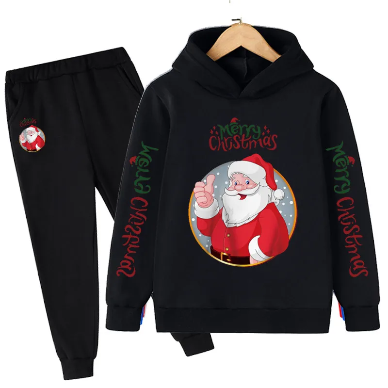 

2022 New Merry Christmas Kids Boys/Girls Suits Cotton Kids Children Santa Claus Clothing Set Tops Hoodies+Long Pants Tracksuits