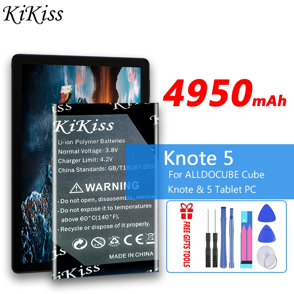 KiKiss High Capacity 4950mAh Replacement Battery for ALLDOCUBE Cube Knote & 5 Tablet PC
