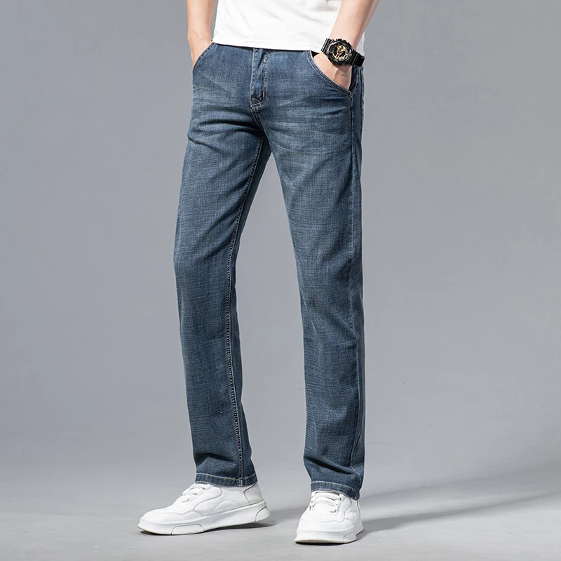 Акция мужские джинсы классические модные повседневные Стрейчевые брюки