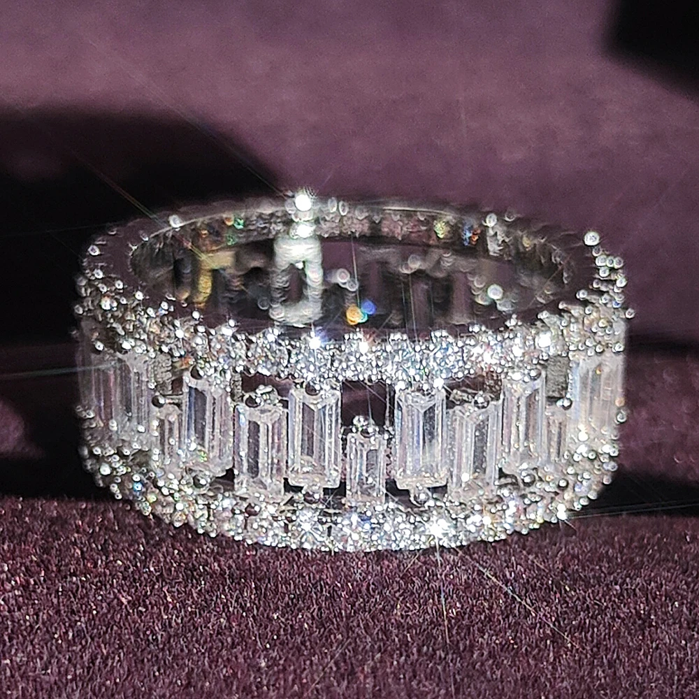 

Женское прямоугольное кольцо вечности, кольцо цвета розового золота, серебристого цвета, Подарок на годовщину, R7881, 2022