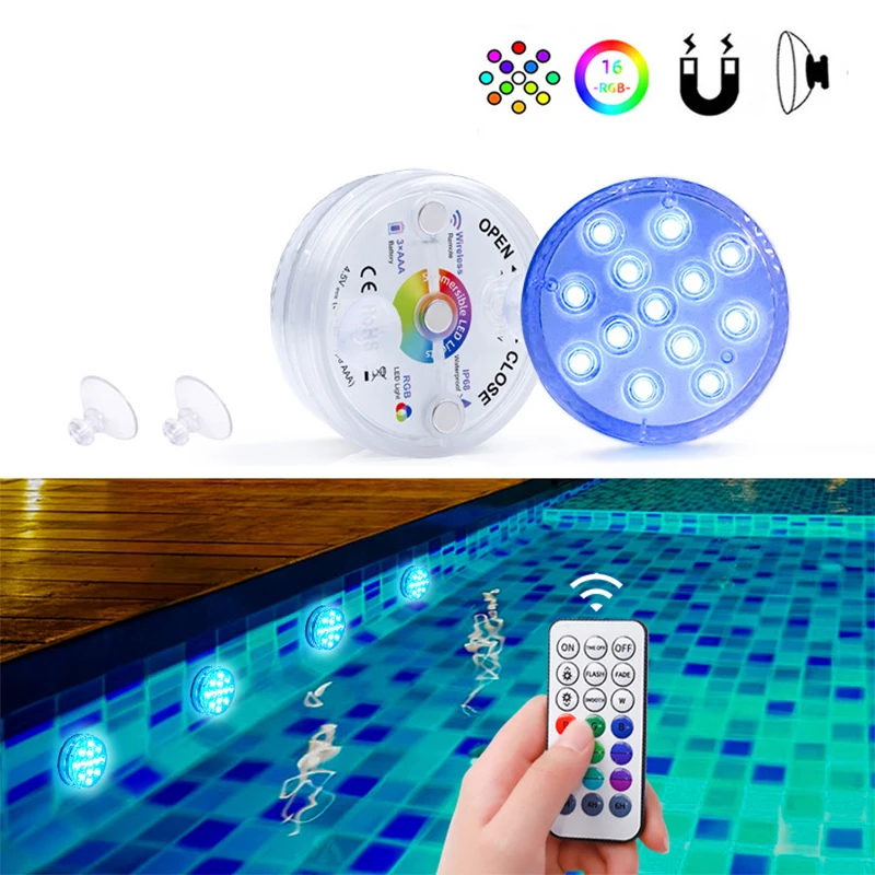 Погружной светодиодный светильник IP68 водонепроницаемый беспроводной RGB для