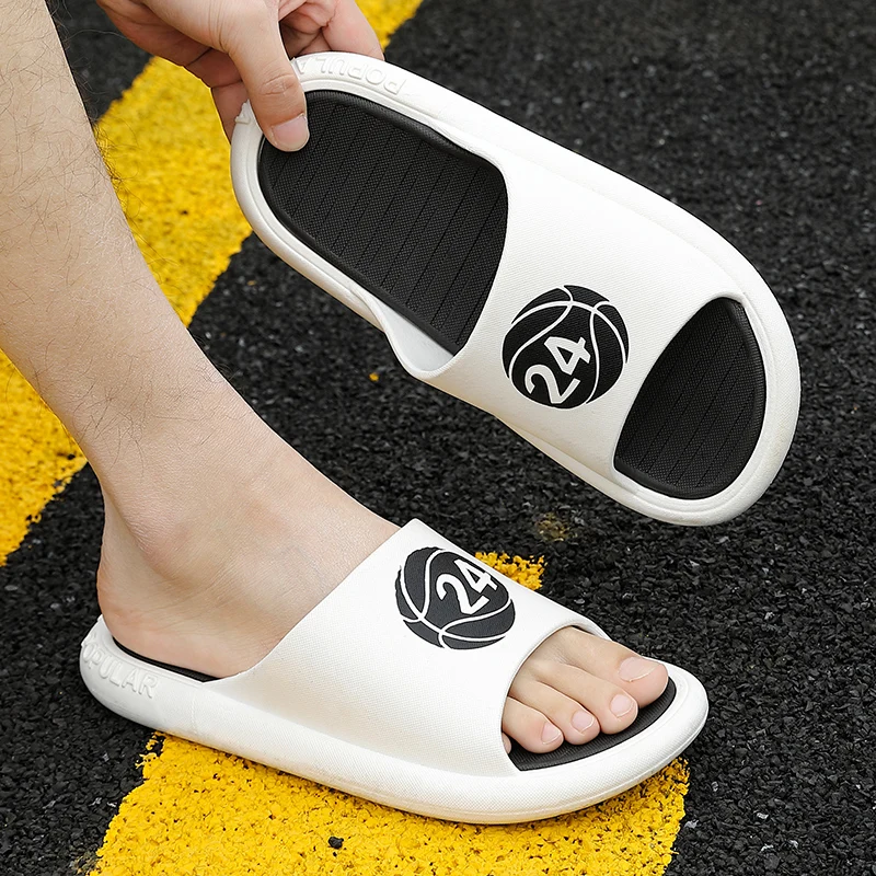 

ASIFN Summer Basketball Fashion Slippers Soft Thick Sole Outdoor Sandal Indoor Bathroom Anti-slip Slides Women Men Flip Flops