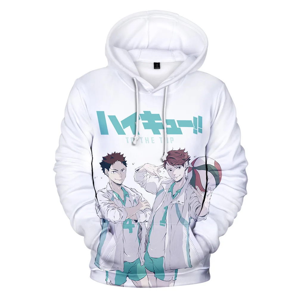 

Модный 3D Аниме Haikyuu! Толстовки с капюшоном для мужчин и женщин, уличная одежда унисекс, Повседневные детские осенние белые пуловеры с капюшо...