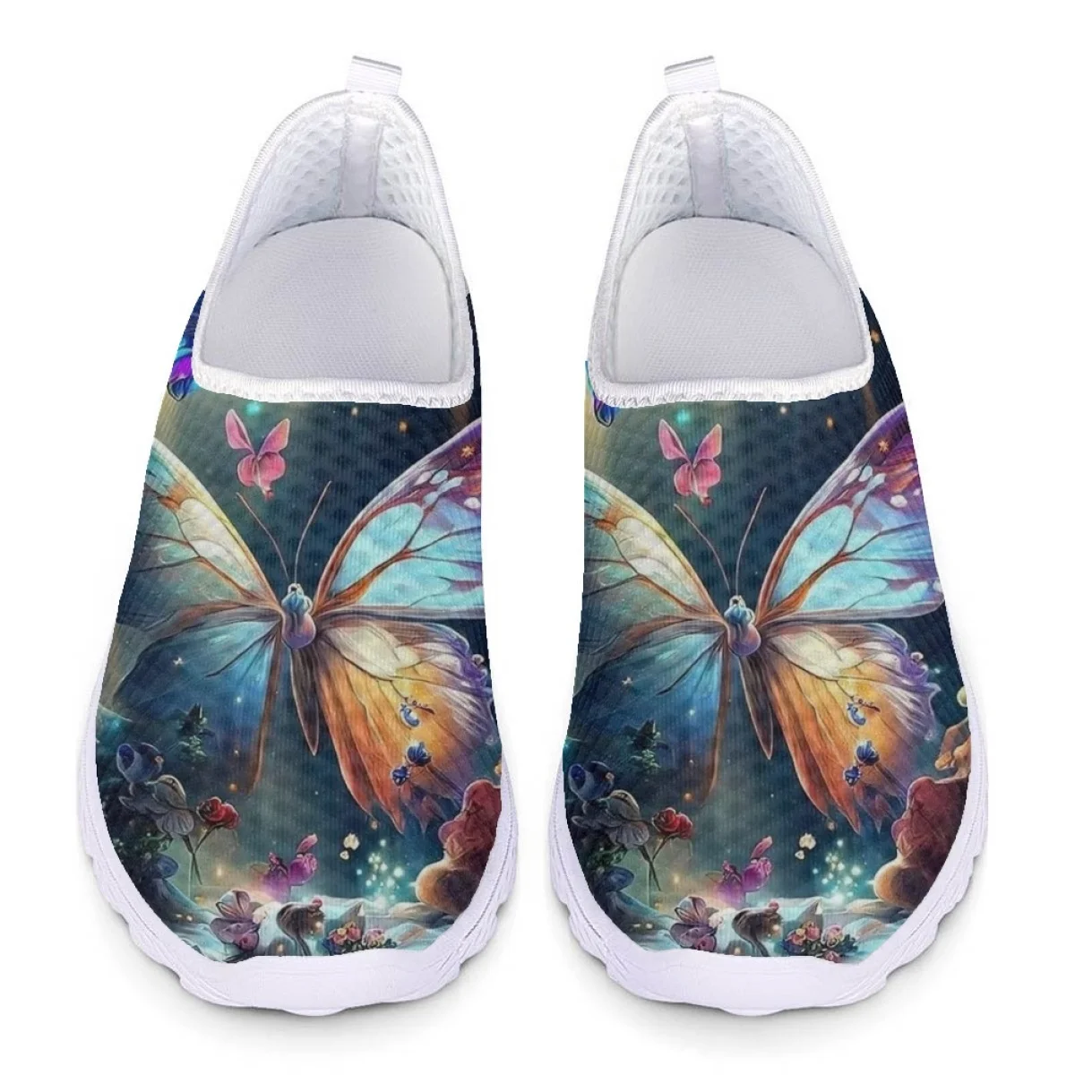 

Кроссовки женские сетчатые с 3D-принтом, Повседневная модная уличная спортивная обувь на плоской подошве, с художественным принтом бабочки, удобные дышащие, лето-осень