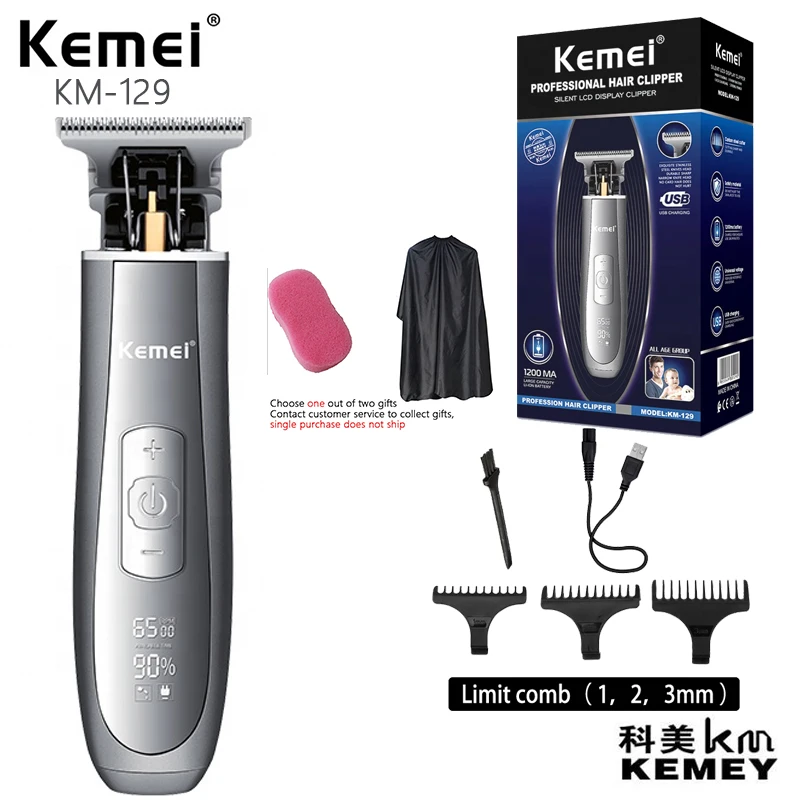 

Kemei Km-129 Hair Trimmer Men's Electric Hair Clipper Usb Rechargeable Hair Cutter Adult Razor with Digital Display Babyliss